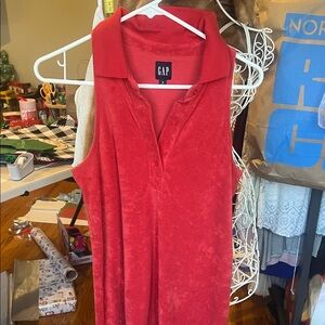 GAP Vibrant Red Sleeveless terry cloth Polo Dress